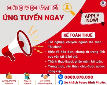 Công ty vận tải Petro tuyển dụng gấp 2 Kế toán thuế